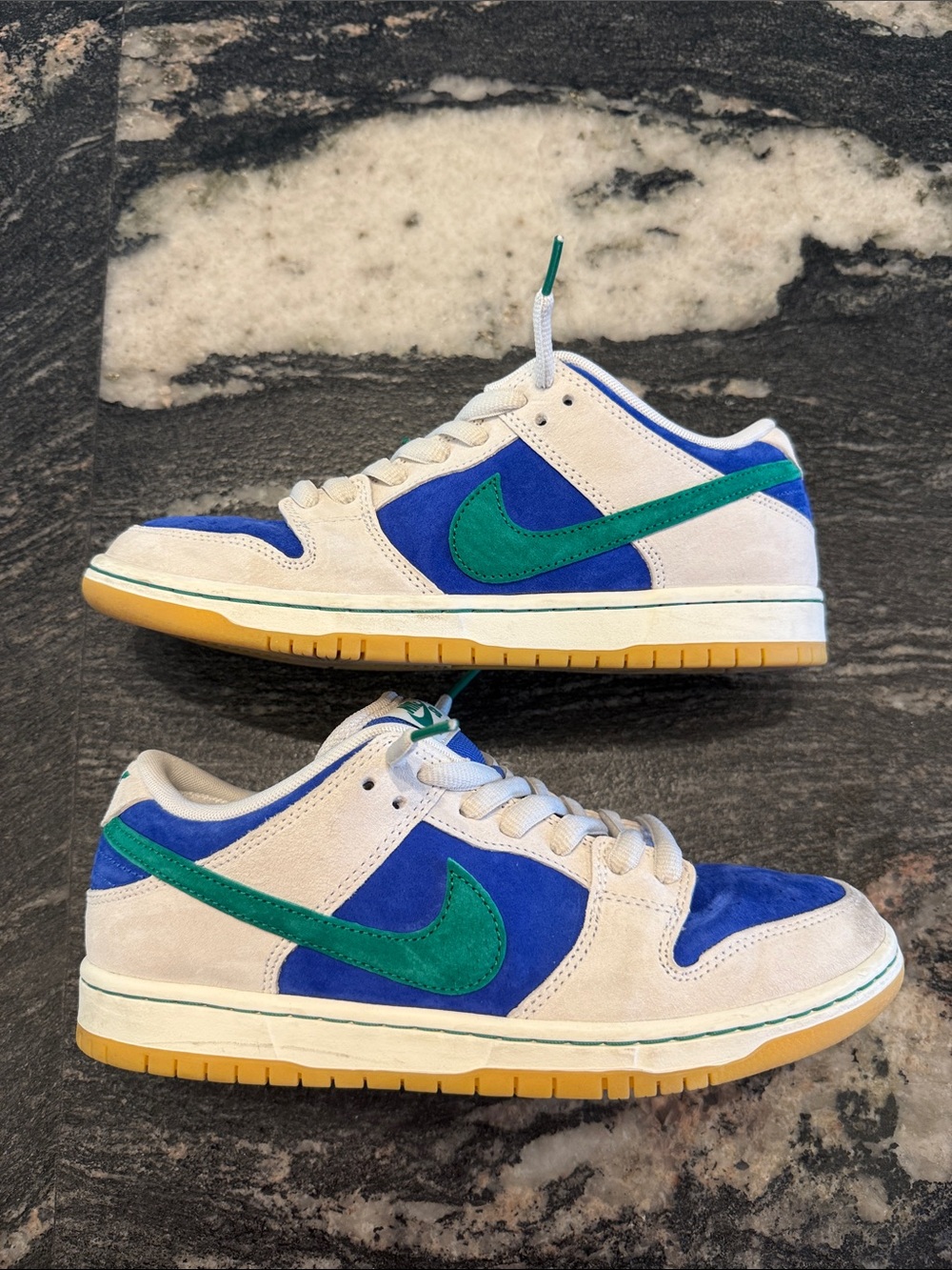 Nike Low-Top Suede Sneakers in Blue, Green & Cream